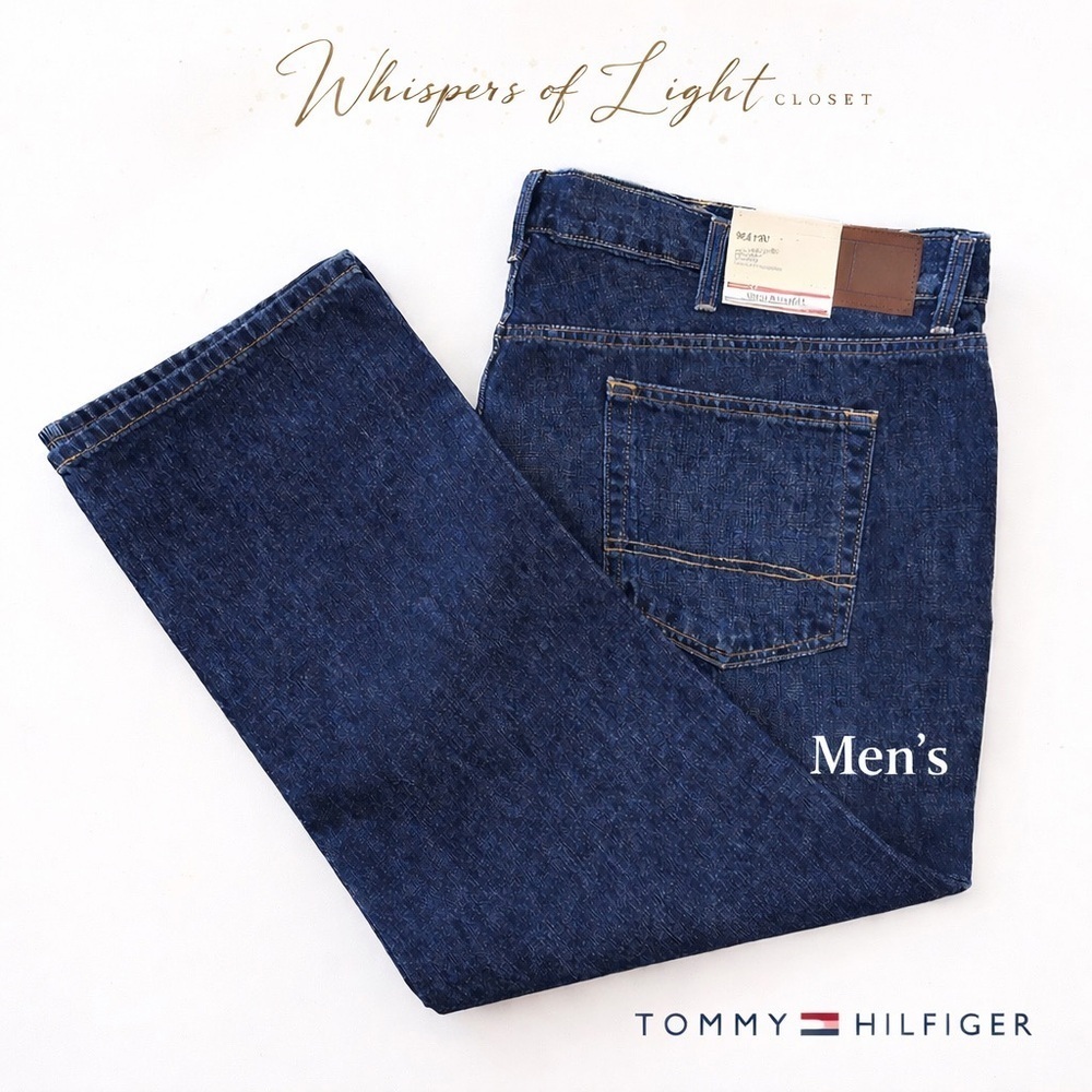 Tommy Hilfiger Mens 44x30 Classic Straight Leg Jeans Dark Wash NWT $59 MSRP